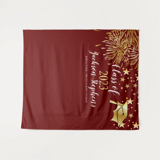 Fireworks Graduation Cap - Tassel-Klasse von 2023 Wandteppich (Vorderseite (Horizontal))