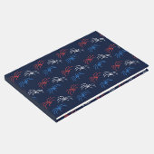Fireworks Guest Book (Navy Blue, Red & White) Gästebuch (Ecke)