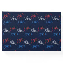 Fireworks Guest Book (Navy Blue, Red & White)