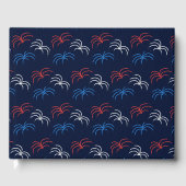 Fireworks Guest Book (Navy Blue, Red & White) Gästebuch (Vorderseite)