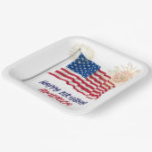 Fireworks Happy Birthday America und Flag Pappteller (Gewinkelt)