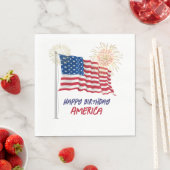 Fireworks Happy Birthday America und Flag Serviette (Beispiel)
