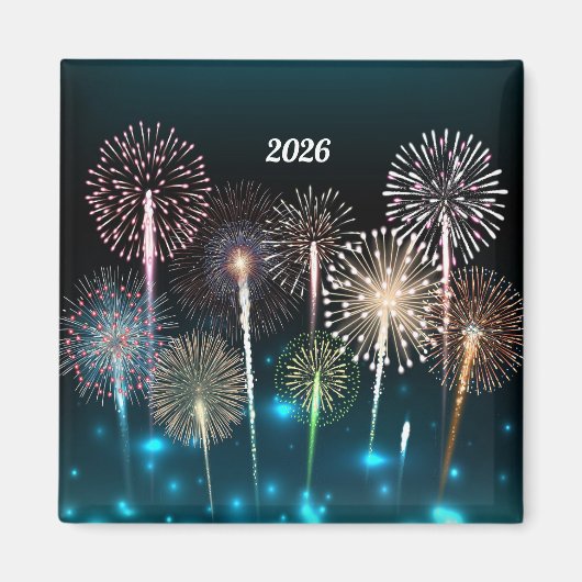 Fireworks Happy New Year 2026 Magnet (Vorne)