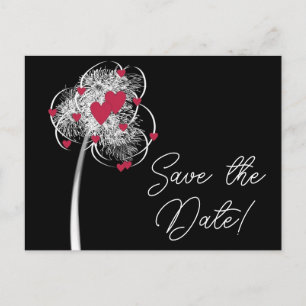 Fireworks & Hearts Save the Date Postkarte