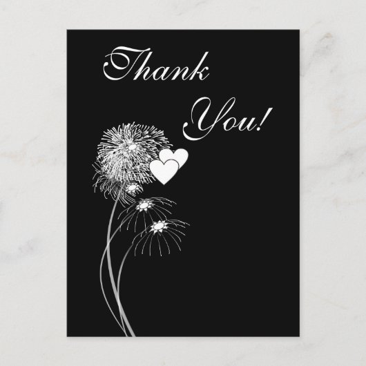 Fireworks & Hearts Vielen Dank Postkarte (Vorderseite)