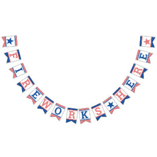 Fireworks Here Red White Blue Star Spangled Wimpelkette