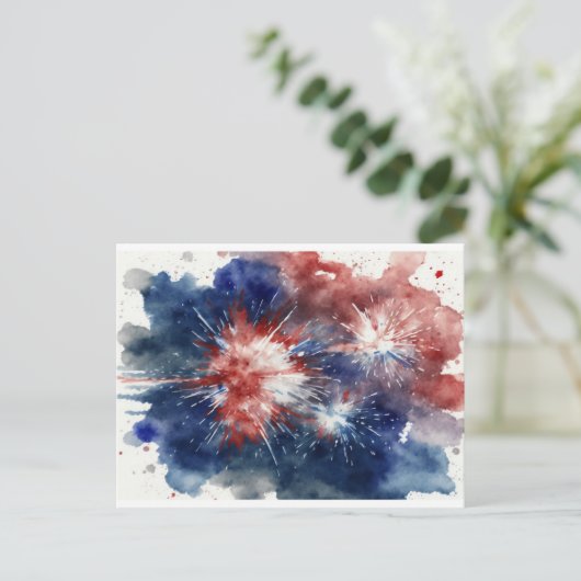 Fireworks Holiday Postkarte (Stehend Vorderseite)