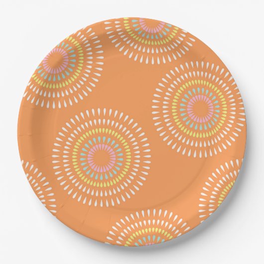 Fireworks Japanese Orange Pappteller (Vorderseite)