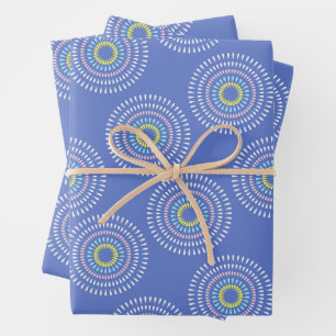 Fireworks Japanisch Blue Geschenkpapier Set