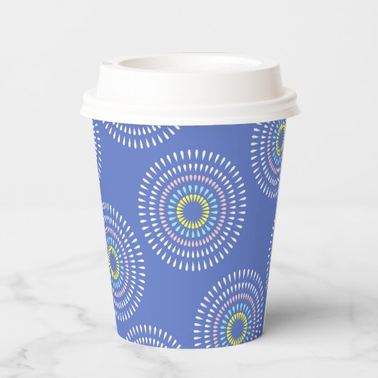 Fireworks Japanisch Blue Pappbecher (Rückseite)