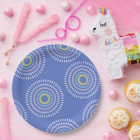 Fireworks Japanisch Blue Pappteller (Party)