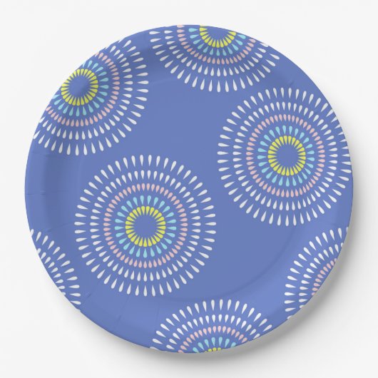 Fireworks Japanisch Blue Pappteller (Vorderseite)