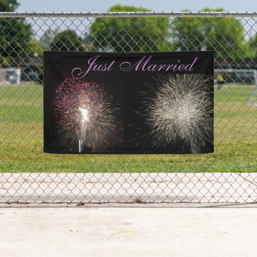 Fireworks Just Married Banner (Insitu)