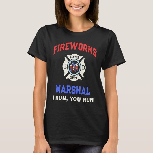 FIREWORKS MARSHAL America Firefighter Pyro Technic T-Shirt (Vorderseite)