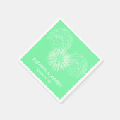 Fireworks, Meeresgrün Hintergrund, Monogramm benen Serviette (Ecke)