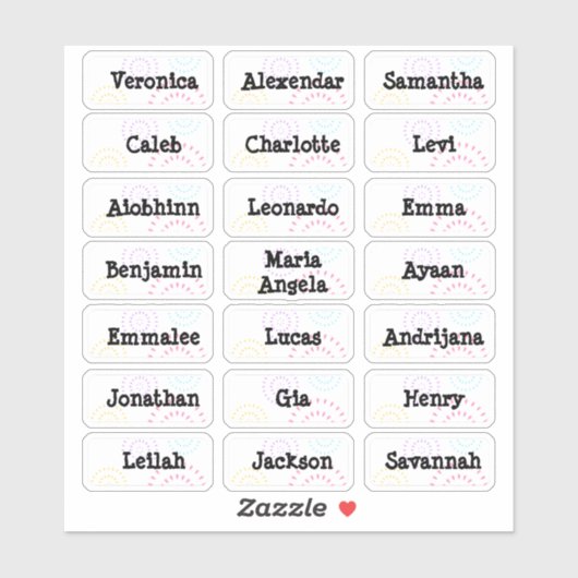 Fireworks Mehrere Namensaufkleber Aufkleber (Blatt)