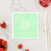 Fireworks, Minze Background, Name Monogram Serviette (Beispiel)