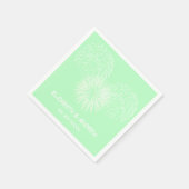 Fireworks, Minze Background, Name Monogram Serviette (Ecke)