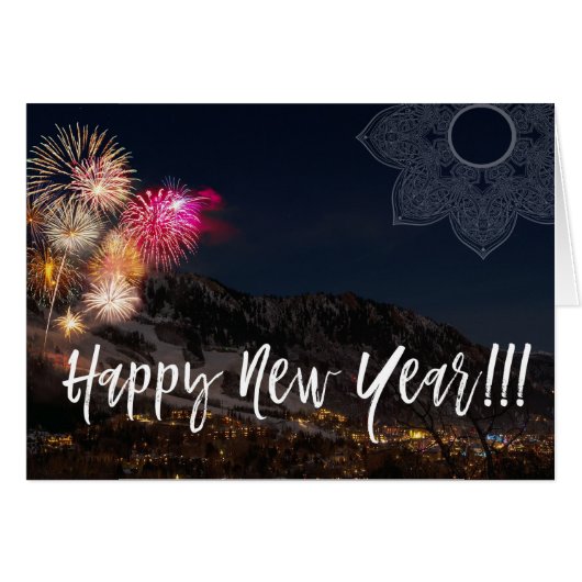 * Fireworks Mountain Mandala Happy New Year (Vorderseite (Horizontal))