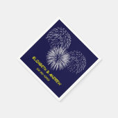 Fireworks, Navy Blue Background, Name Monogram Serviette (Ecke)