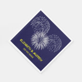 Fireworks, Navy Blue Background, Name Monogram Serviette (Ecke)