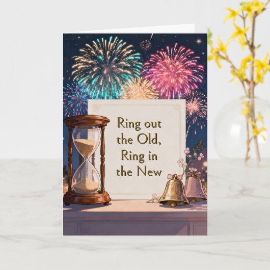 Fireworks New Year Holiday Karte (Gelbe Blume)