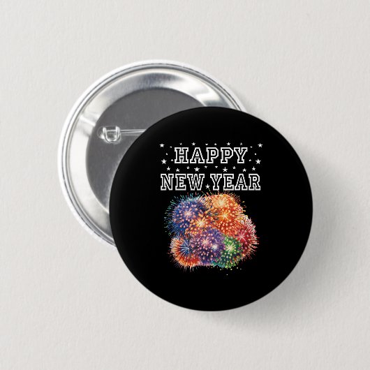 Fireworks New Year's Eve Party Button (Vorne & Hinten)