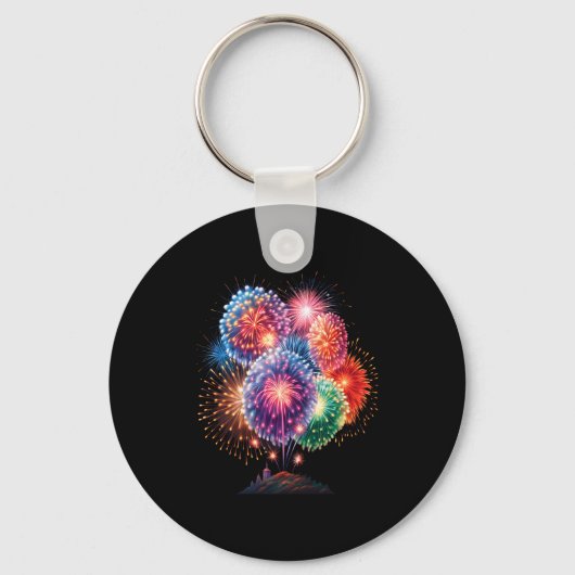 Fireworks New Year's Eve Party Long Sleeve Schlüsselanhänger (Vorderseite)