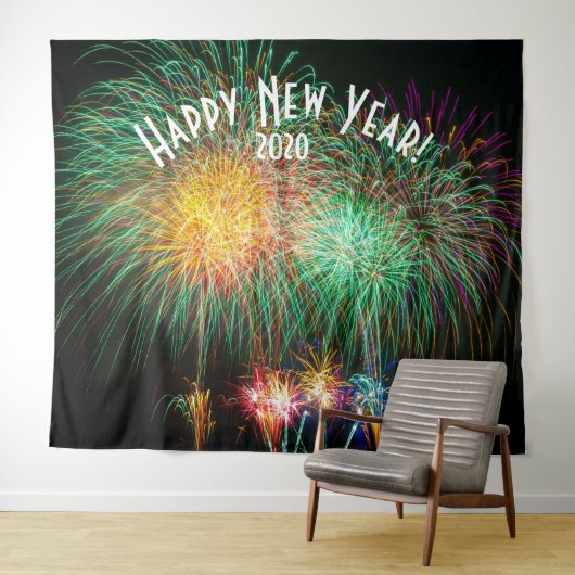 Fireworks New Years Foto Booth Background Banner Wandteppich (Beispiel (Horizontal))