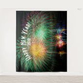 Fireworks New Years Foto Booth Background Banner Wandteppich (Vorderseite)