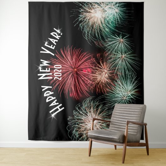 Fireworks New Years Foto Booth Background Banner Wandteppich (Beispiel)