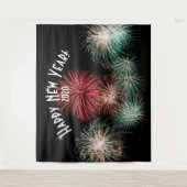 Fireworks New Years Foto Booth Background Banner Wandteppich (Vorderseite)