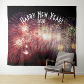 Fireworks New Years Red Foto Booth Hintergrund Wandteppich (Beispiel (Horizontal))