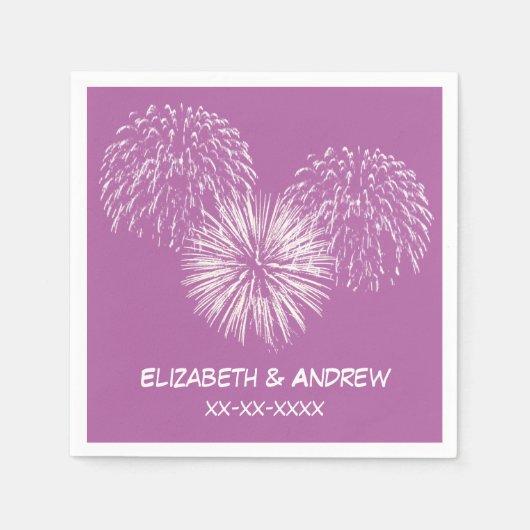 Fireworks, Orchid Lila Background, Name Monogram Serviette (Vorderseite)
