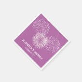 Fireworks, Orchid Lila Background, Name Monogram Serviette (Ecke)