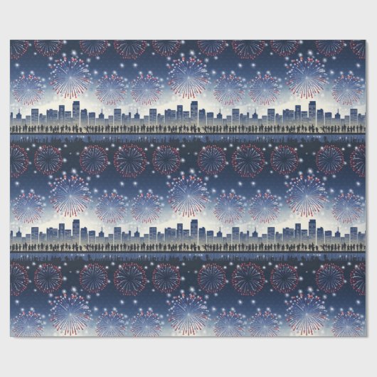 Fireworks Over City—United States 250 Celebration Geschenkpapier (Flach)