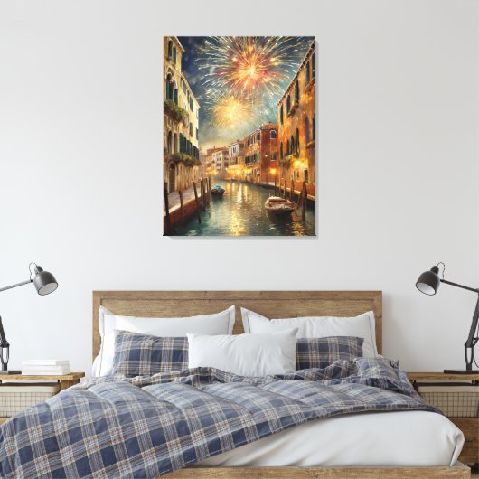 Fireworks over Venice Canvas Wall Art Leinwanddruck (Insitu (Schlafzimmer))