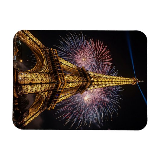 Fireworks Paris Eiffel Tower Cafes Postcard Magnet (Horizontal)