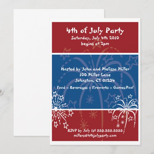 Fireworks-Party Einladungen (Vorne/Hinten)