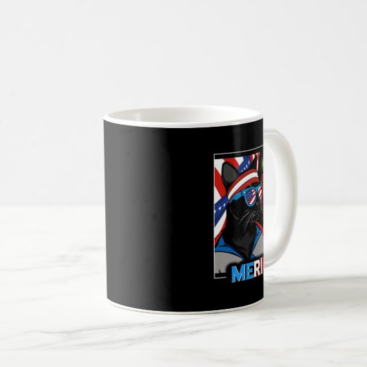 Fireworks Patriotic Black Cat Kaffeetasse (VorderseiteRechts)