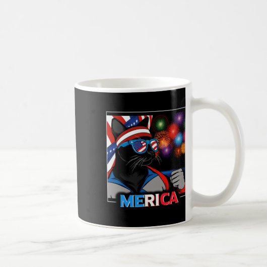 Fireworks Patriotic Black Cat Kaffeetasse (Rechts)