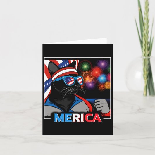 Fireworks Patriotic Black Cat Karte (Vorderseite)