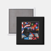 Fireworks Patriotic Black Cat Magnet (Vorderseite/Rückseite)