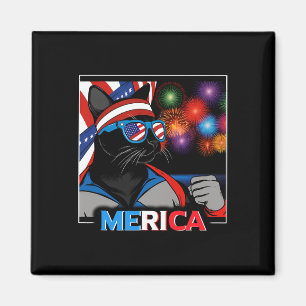 Fireworks Patriotic Black Cat Magnet