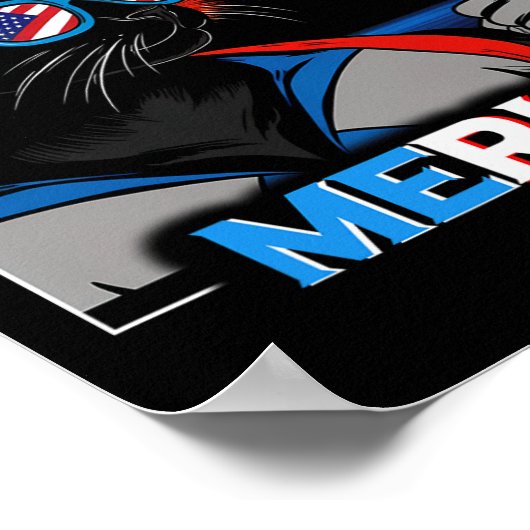 Fireworks Patriotic Black Cat Poster (Ecke)