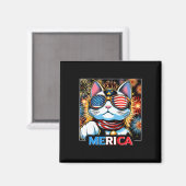 Fireworks Patriotic Maneki Neko Cat Merica Magnet (Vorderseite/Rückseite)