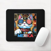 Fireworks Patriotic Maneki Neko Cat Merica Mousepad (Mit Mouse)