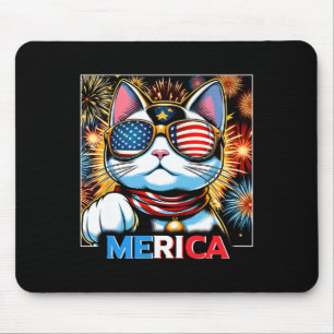Fireworks Patriotic Maneki Neko Cat Merica Mousepad