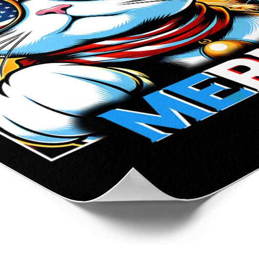 Fireworks Patriotic Maneki Neko Cat Merica Poster (Ecke)