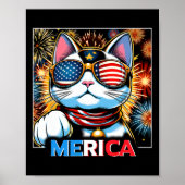 Fireworks Patriotic Maneki Neko Cat Merica Poster (Vorne)